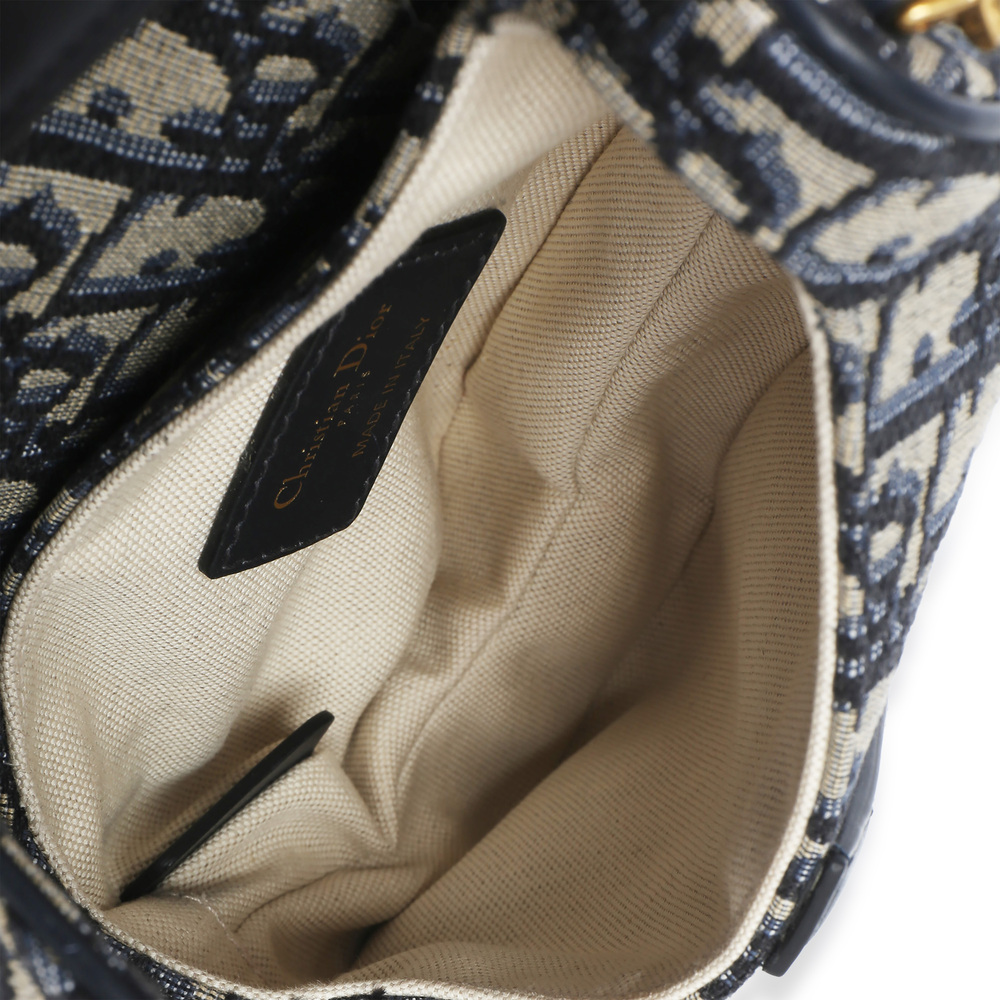 Christian Dior Navy Oblique Canvas Mini Saddle Bag - Picture 6 of 8